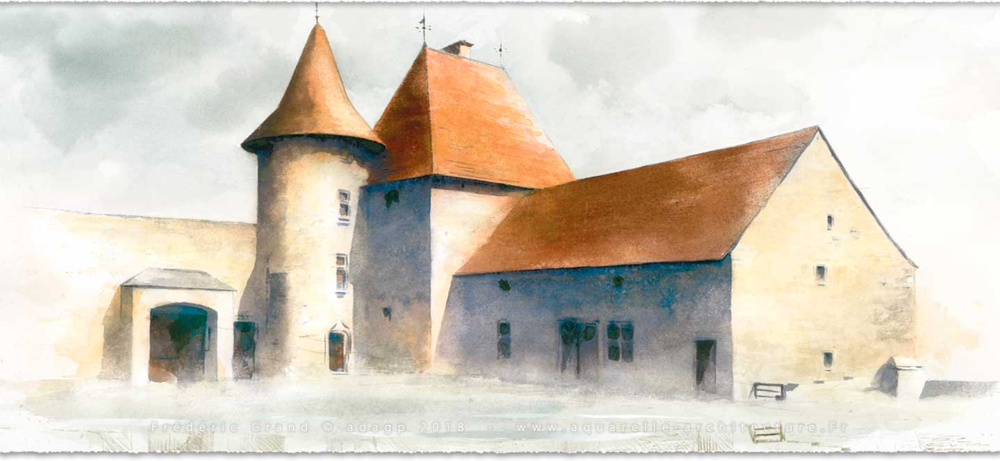 perspective aquarelle et dessin en architecture restauration patrimoine Folie Guillemot Rennes (Ille-et-Vilaine)