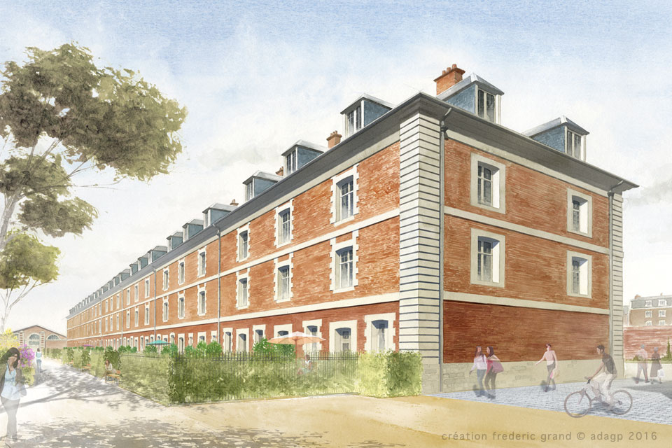 Aquarelle en architecture - Caserne Schramm - ARRAS