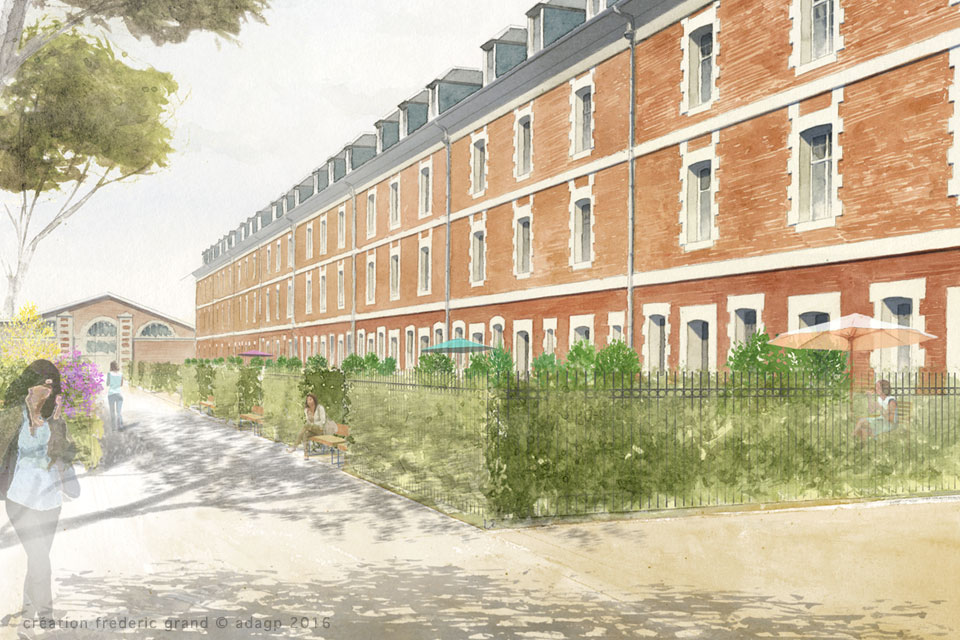 Aquarelle en architecture - Caserne Schramm - ARRAS