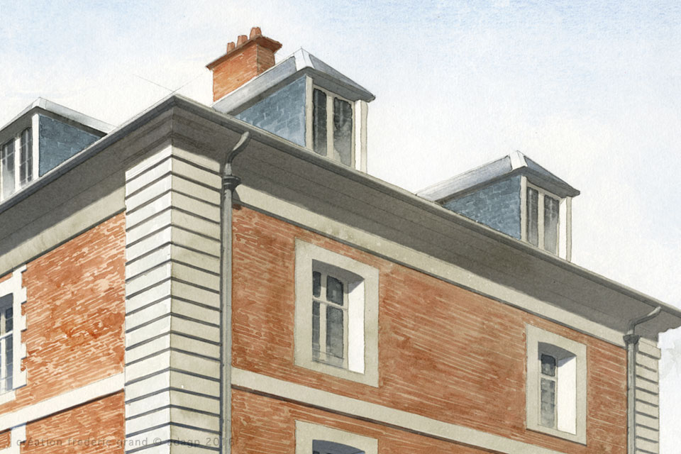 Aquarelle en architecture - Caserne Schramm - ARRAS