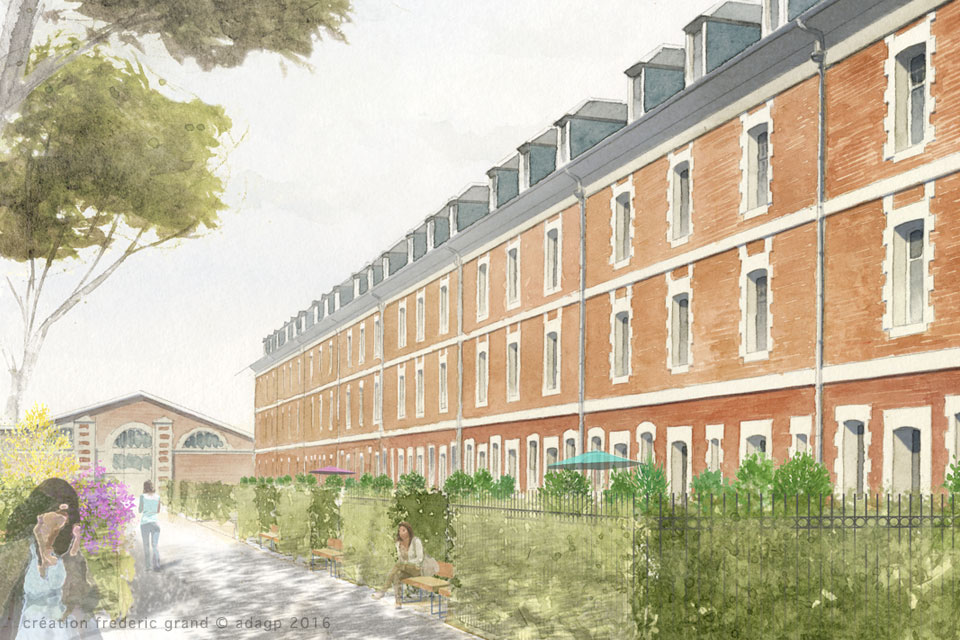 Aquarelle en architecture - Caserne Schramm - ARRAS