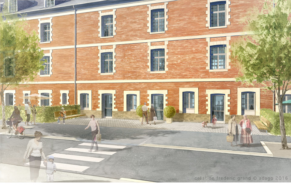 Aquarelle en architecture - Caserne Schramm - ARRAS