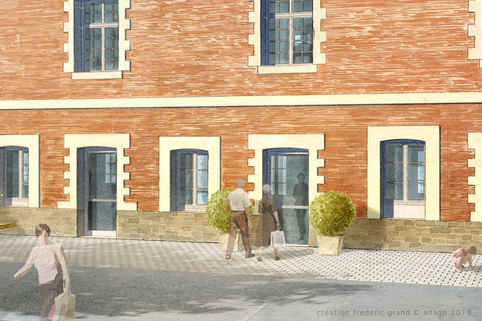 Aquarelle en architecture - Caserne Schramm - ARRAS