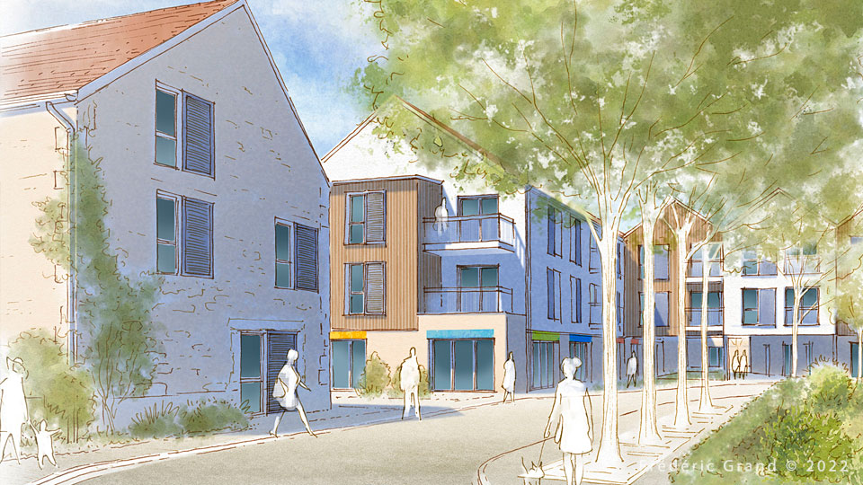 Aquarelle en architecture - Logements - NEUVILLE-SUR-OISE