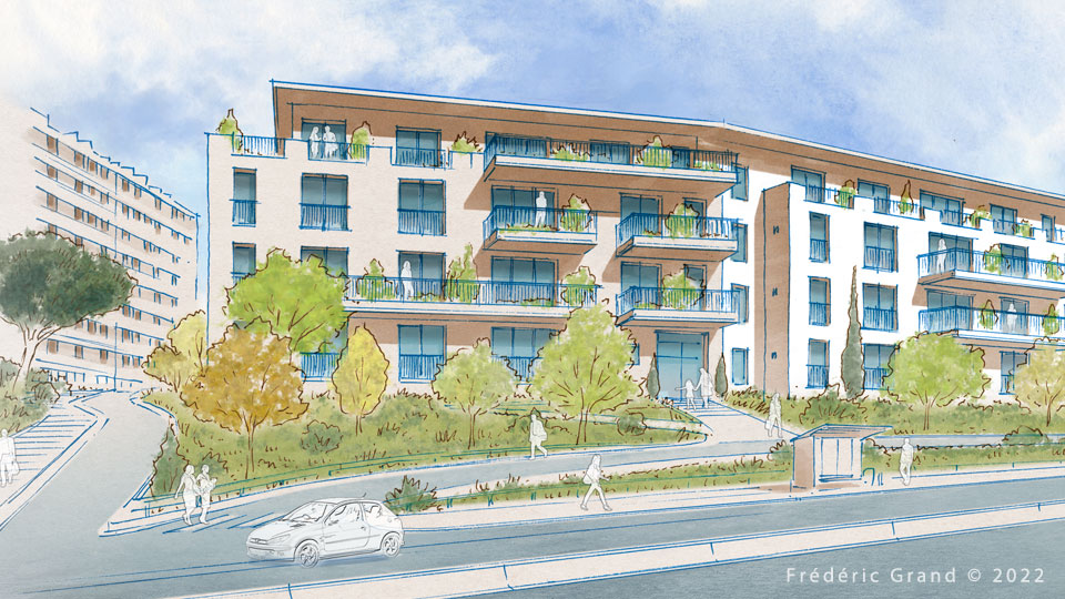 Aquarelle en architecture - Logements - LE PECQ (Yvelines)