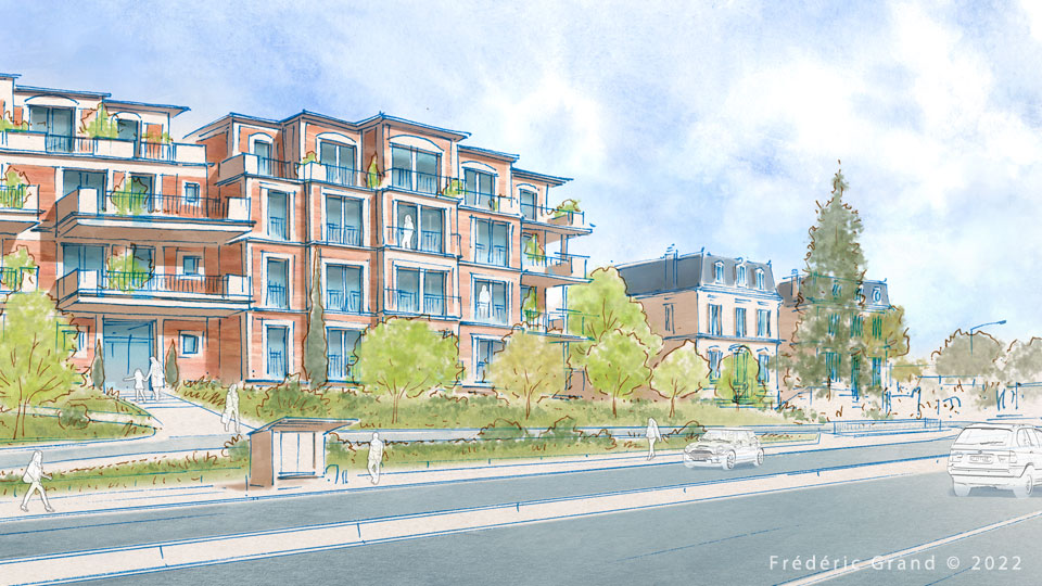 Aquarelle en architecture - Logements - LE PECQ (Yvelines)