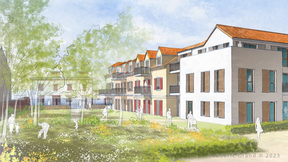 Aquarelle en architecture - Logements - PROVINS (Seine-et-Marne)