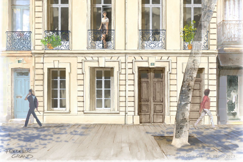 aquarelle projet réhabilitation logements boulevard Gambetta Uzès