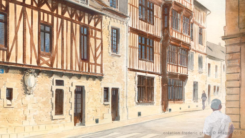 Aquarelle en architecture - Logis du Bon Saint-Jacques - MORET-SUR-LOING