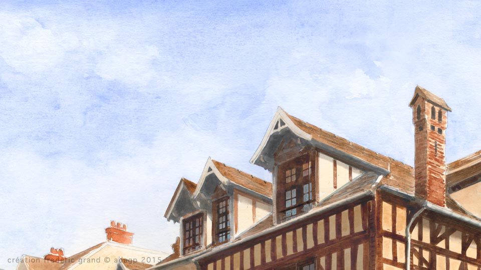 Aquarelle en architecture - Logis du Bon Saint-Jacques - MORET-SUR-LOING