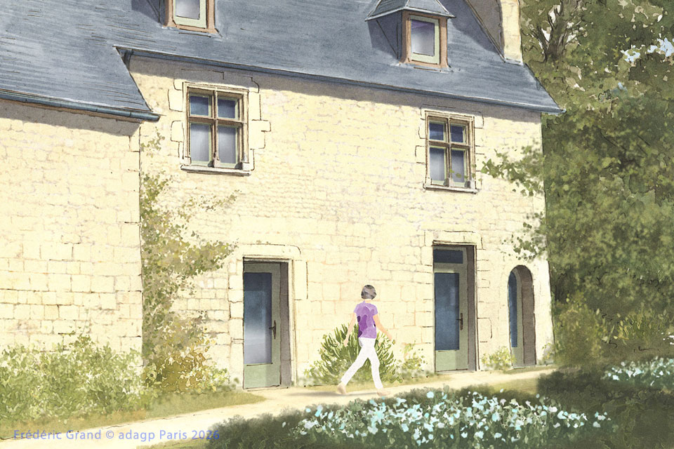 perspective dessin projet renovation manoir renaissance roche sevin illustration architecture patrimoine aquarelle