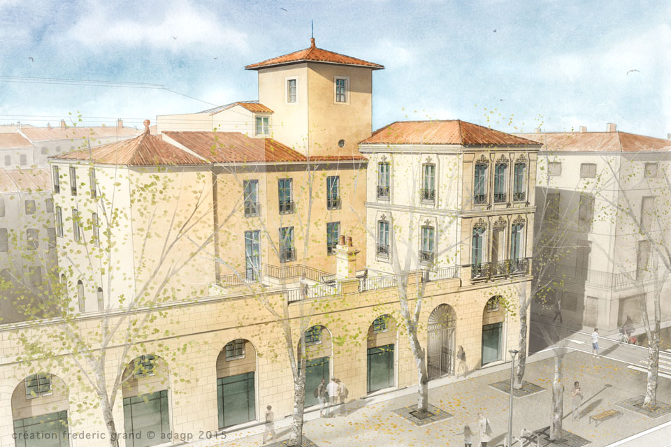 Aquarelle en architecture - Logements Bd Gambetta - NIMES