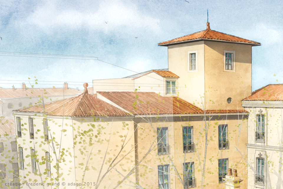 Aquarelle en architecture - Logements Bd Gambetta - NIMES