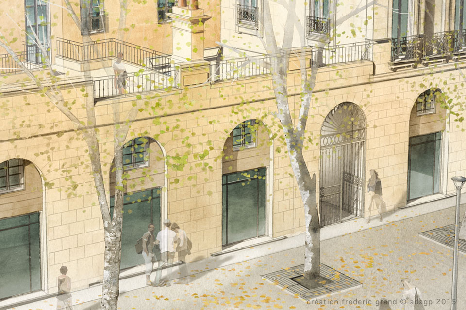 Aquarelle en architecture - Logements Bd Gambetta - NIMES