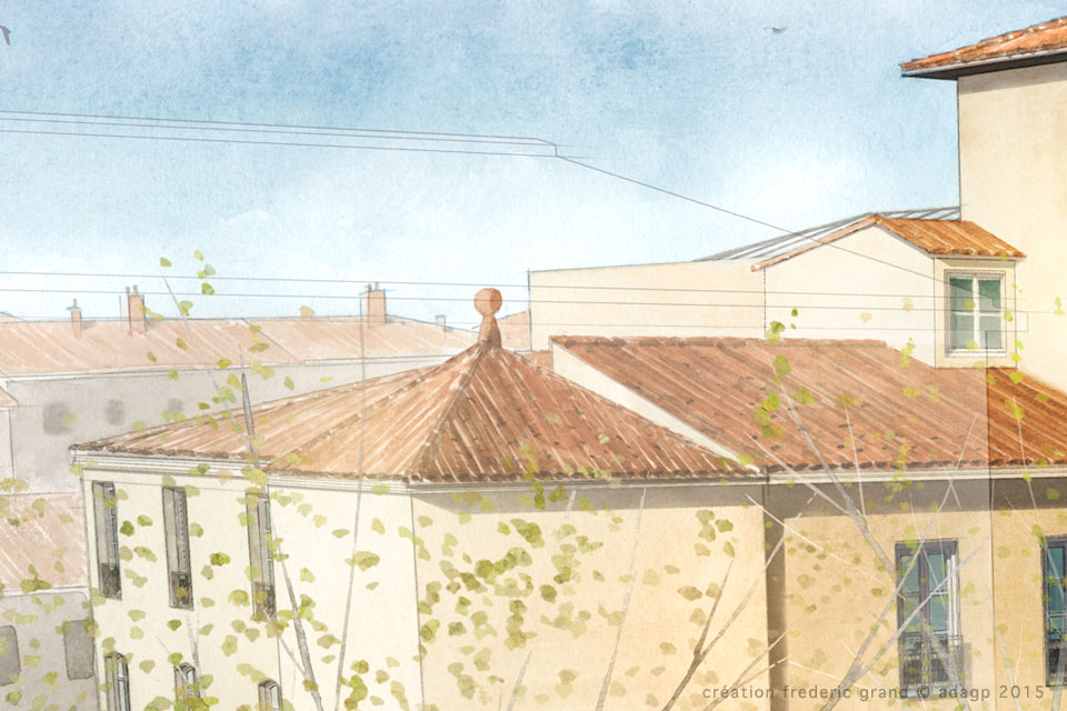 Aquarelle en architecture - Logements Bd Gambetta - NIMES