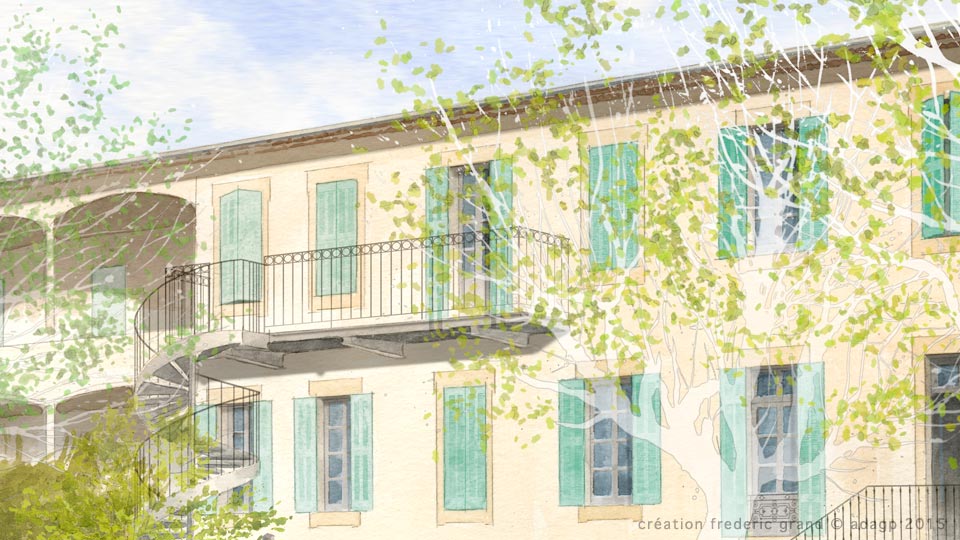 Aquarelle en architecture - Logements rue Pasteur - NIMES