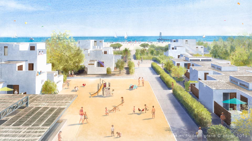 Aquarelle en architecture - Résidence de vacances - PORT LEUCATE