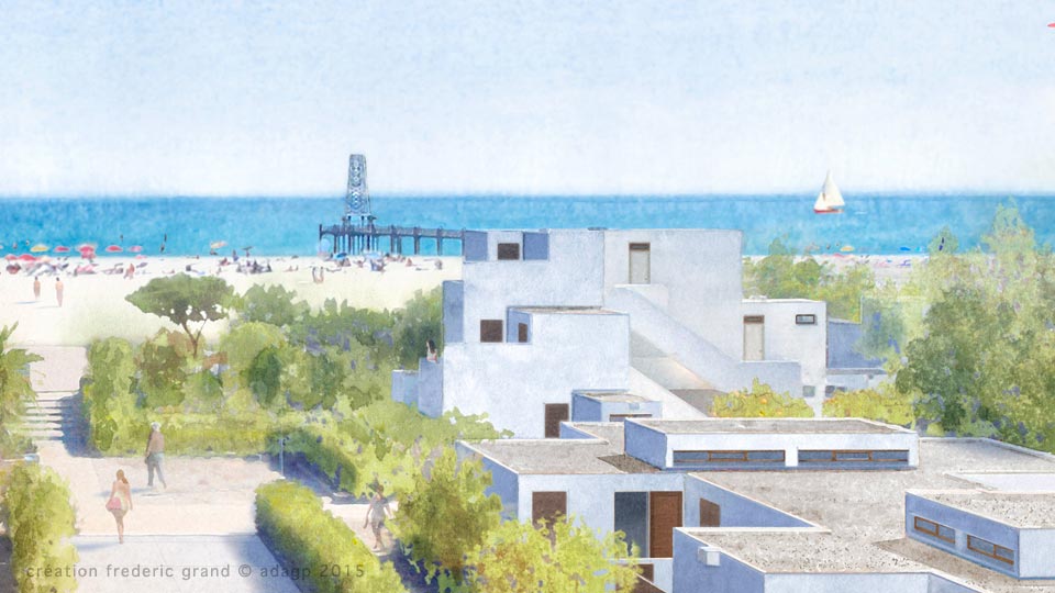 Aquarelle en architecture - Résidence de vacances - PORT LEUCATE