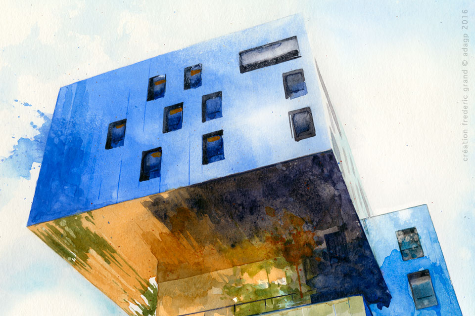 Aquarelle en architecture - Perspective artistique - Confluence - LYON