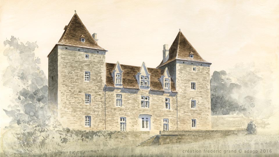 Aquarelle en architecture - Château du Gibanel - ARGENTAT