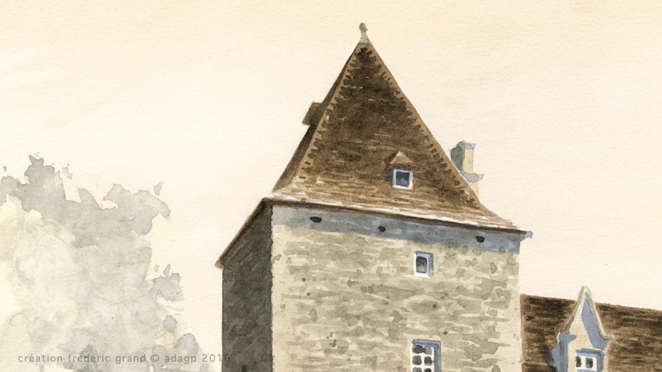 Aquarelle en architecture - Château du Gibanel - ARGENTAT