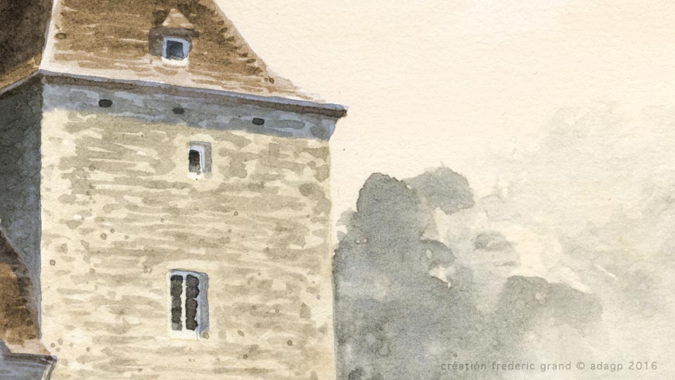 Aquarelle en architecture - Château du Gibanel - ARGENTAT