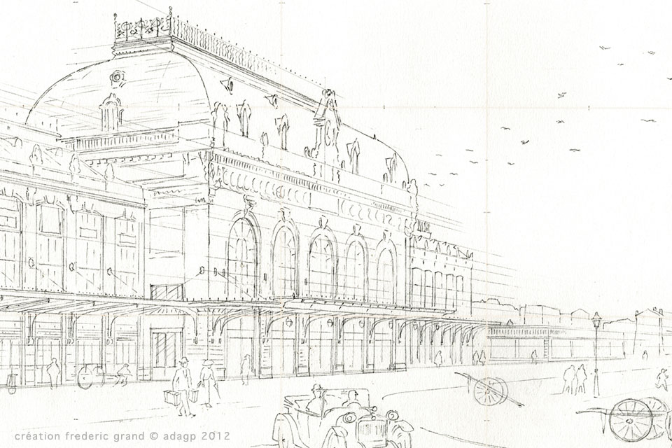 Aquarelle en architecture - Gare des Brotteaux - LYON