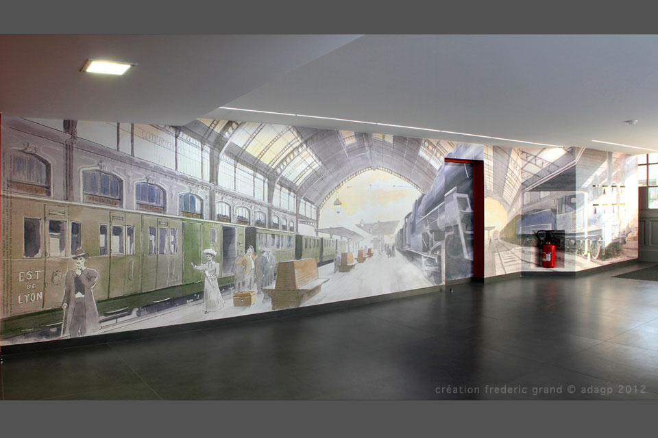 Aquarelle en architecture - Hall d'entrée n°13bis - Gare des Brotteaux - LYON