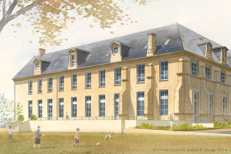 Aquarelle en architecture - Abbaye de Toussaint - CHALONS-EN-CHAMPAGNE