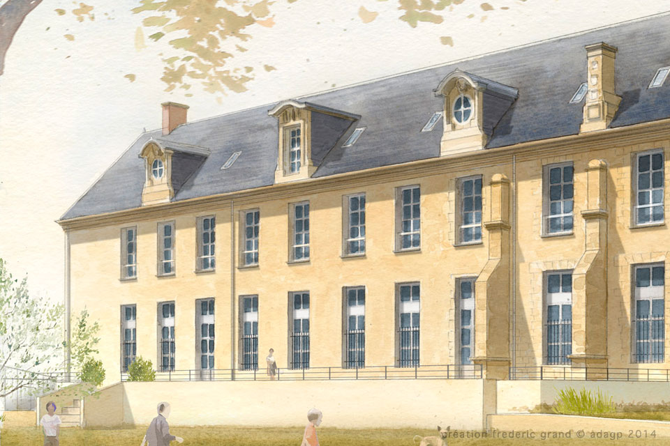 Aquarelle en architecture - Abbaye de Toussaint - CHALONS-EN-CHAMPAGNE