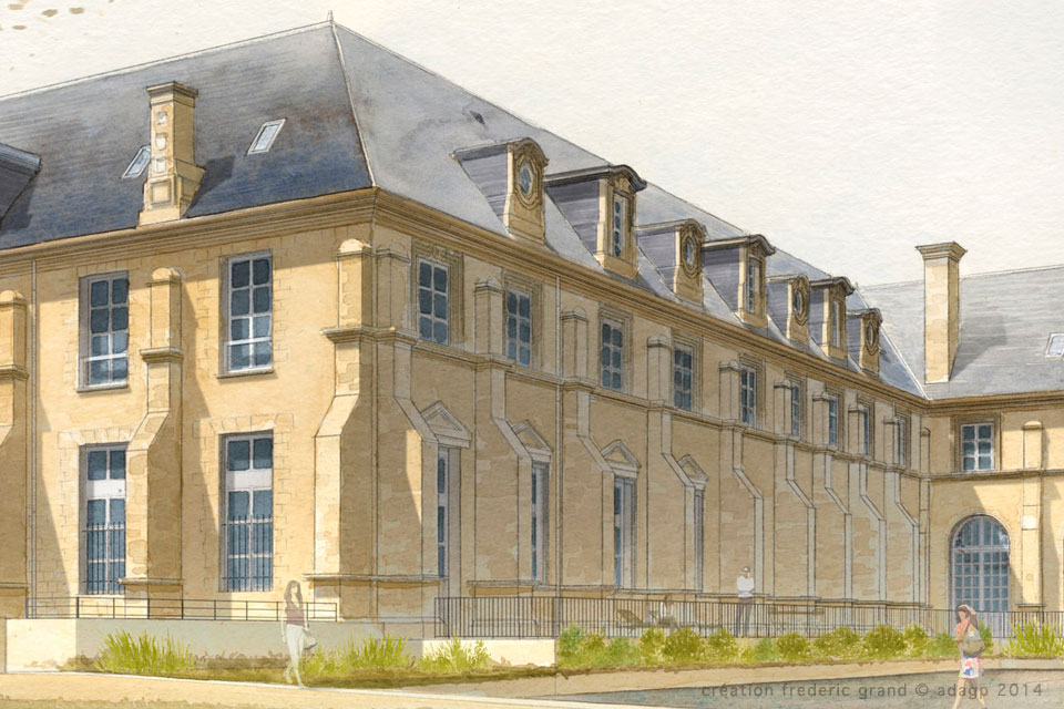 Aquarelle en architecture - Abbaye de Toussaint - CHALONS-EN-CHAMPAGNE