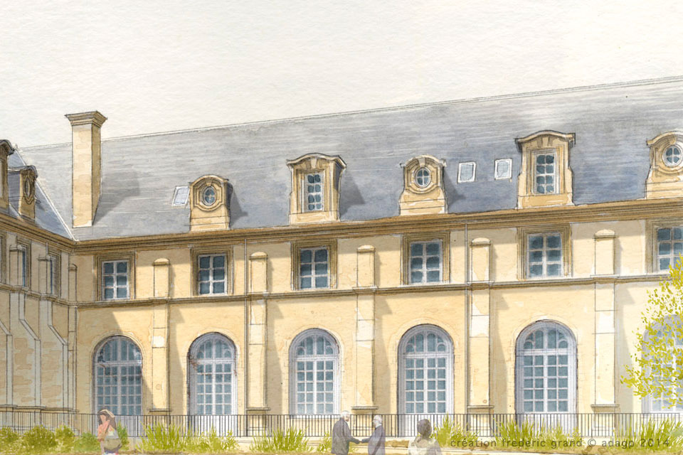 Aquarelle en architecture - Abbaye de Toussaint - CHALONS-EN-CHAMPAGNE