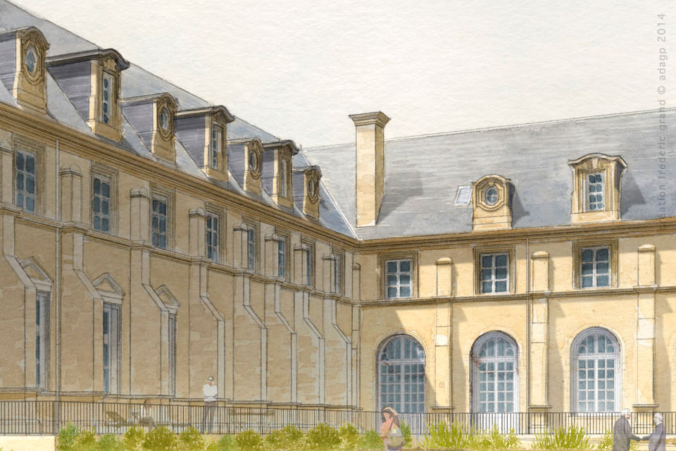 Aquarelle en architecture - Abbaye de Toussaint - CHALONS-EN-CHAMPAGNE