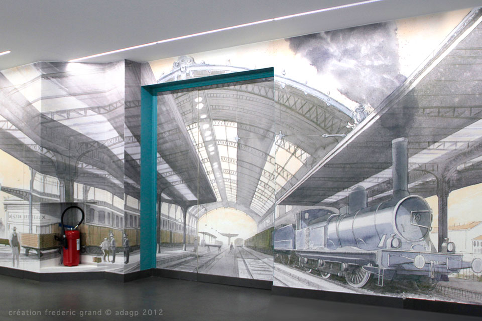 Aquarelle en architecture - Hall d'entrée n°14 - Gare des Brotteaux - LYON