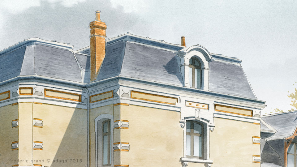 Aquarelle en architecture - Rénovation de la Folie Guillemot - RENNES