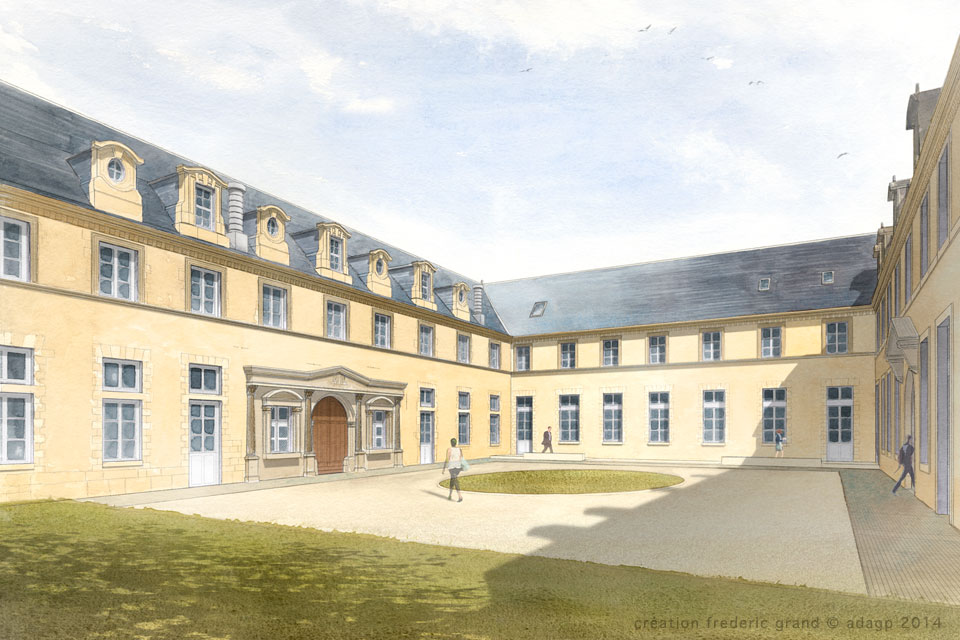 Aquarelle en architecture - Abbaye de Toussaint - CHALONS-EN-CHAMPAGNE