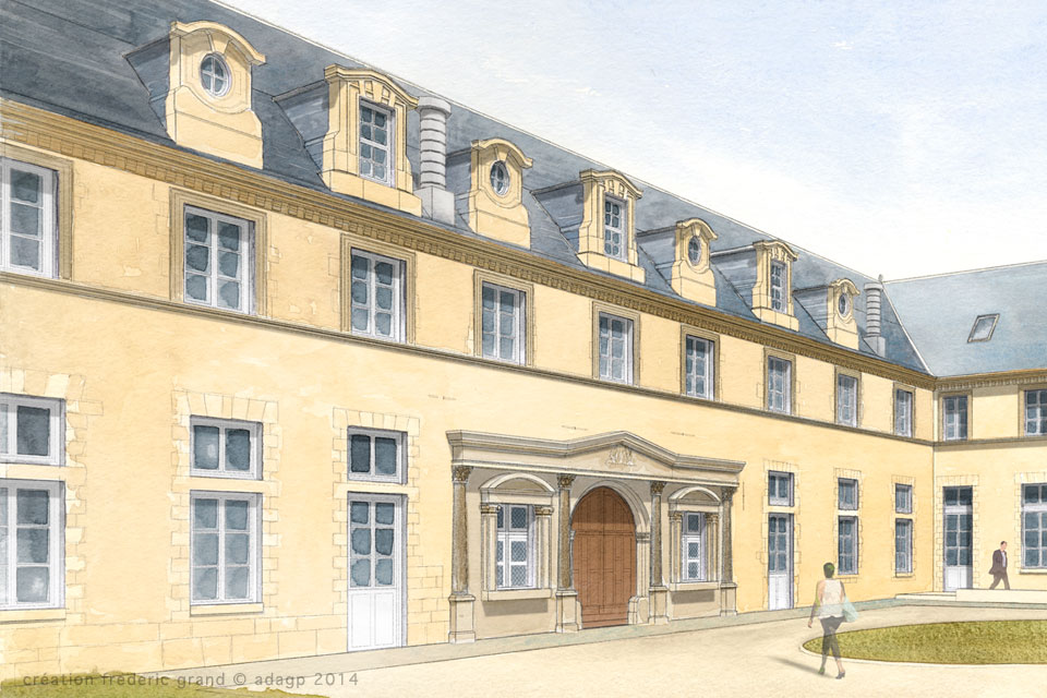 Aquarelle en architecture - Abbaye de Toussaint - CHALONS-EN-CHAMPAGNE