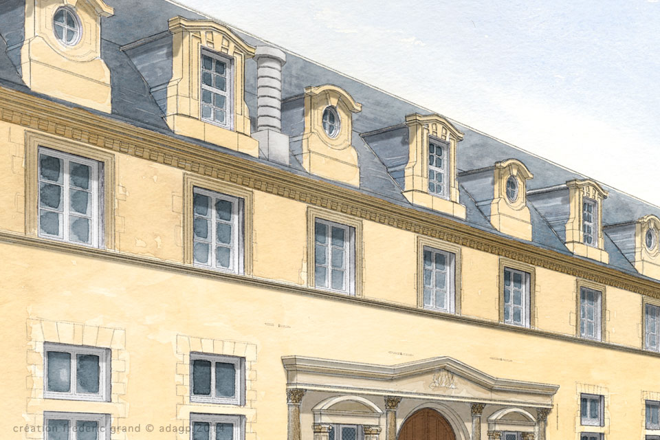 Aquarelle en architecture - Abbaye de Toussaint - CHALONS-EN-CHAMPAGNE