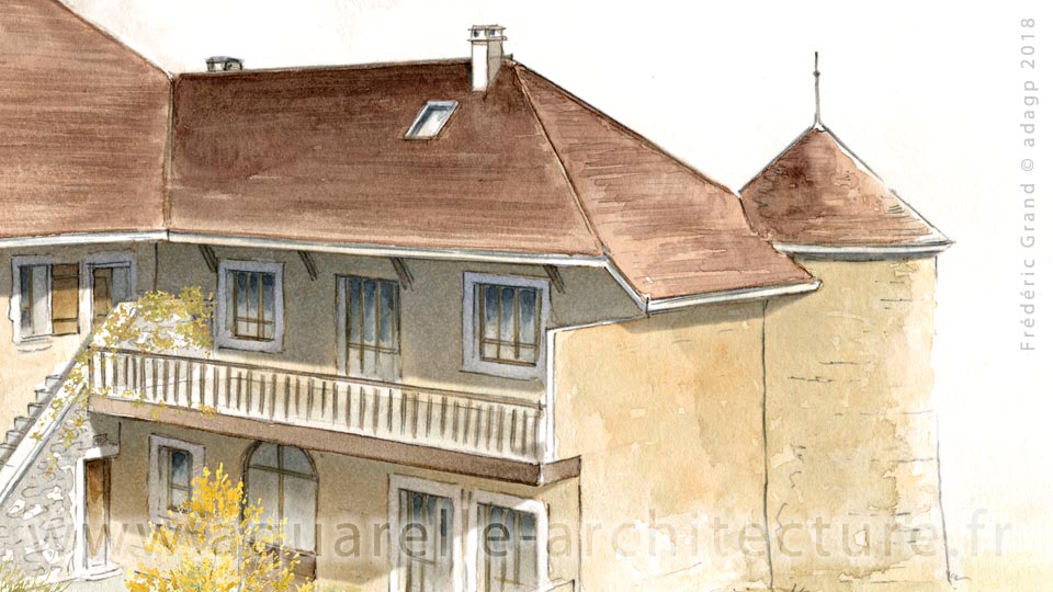 Aquarelle en architecture - château de Seynod - SEYNOD (74)