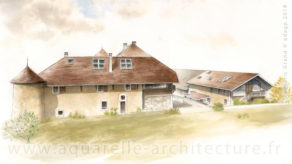 Aquarelle en architecture - château de Seynod - SEYNOD (74)