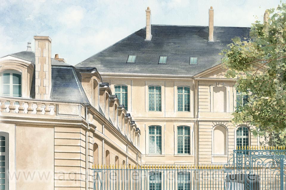 Aquarelle en architecture - Caserne Belliard - FONTENAY-LE-COMTE (85)