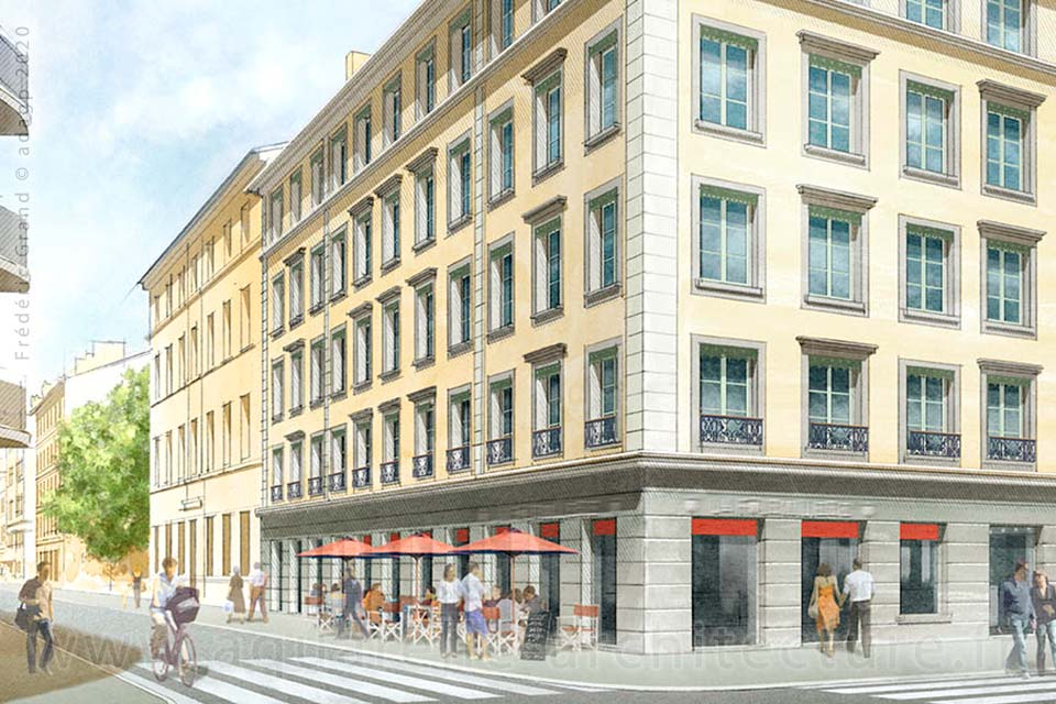 Aquarelle en architecture - Concours projet immobilier - LYON