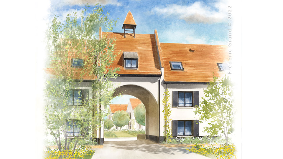 Aquarelle en architecture - Béguinage - BONDUES