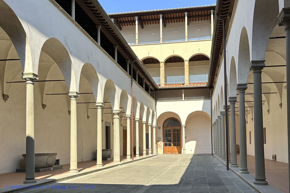 dessin motif hopital innocents brunelleschi toscane italie illustration architecture patrimoine aquarelle